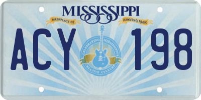 MS license plate ACY198