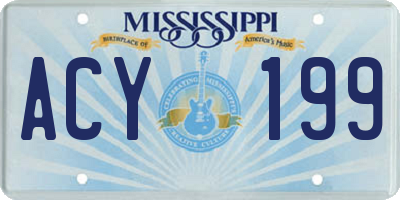 MS license plate ACY199