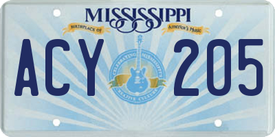 MS license plate ACY205