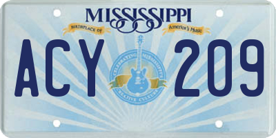 MS license plate ACY209
