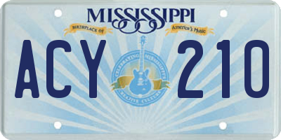 MS license plate ACY210