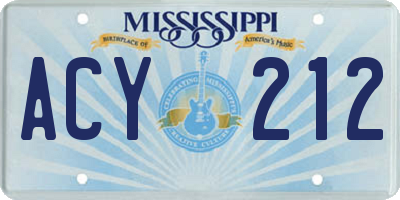 MS license plate ACY212