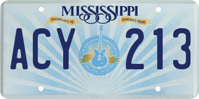 MS license plate ACY213