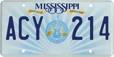 MS license plate ACY214
