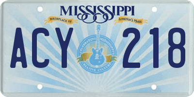MS license plate ACY218