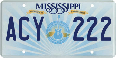 MS license plate ACY222