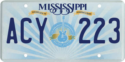 MS license plate ACY223