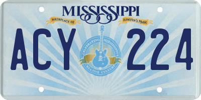 MS license plate ACY224