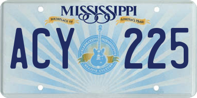 MS license plate ACY225