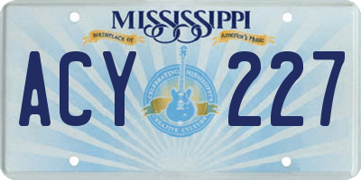 MS license plate ACY227
