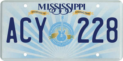 MS license plate ACY228