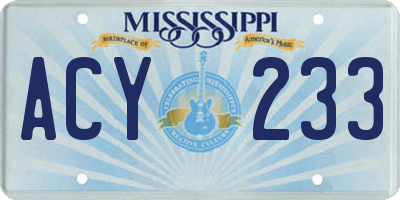 MS license plate ACY233
