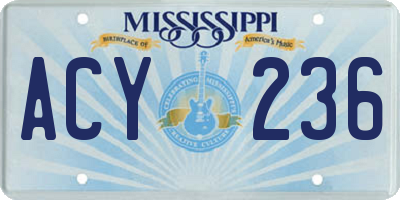 MS license plate ACY236