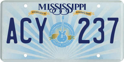 MS license plate ACY237