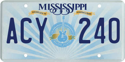 MS license plate ACY240