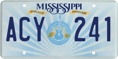 MS license plate ACY241
