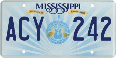 MS license plate ACY242