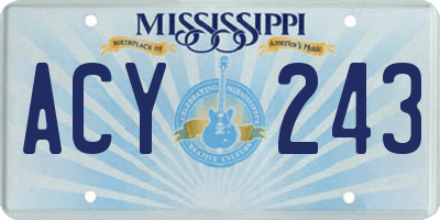 MS license plate ACY243