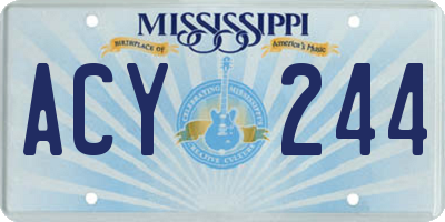 MS license plate ACY244