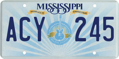 MS license plate ACY245