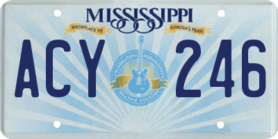 MS license plate ACY246