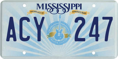 MS license plate ACY247
