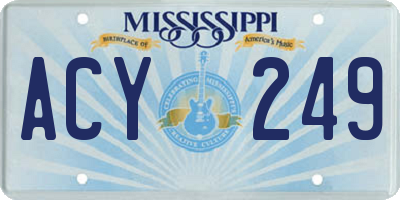MS license plate ACY249