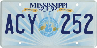 MS license plate ACY252