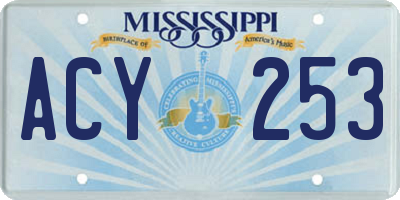 MS license plate ACY253