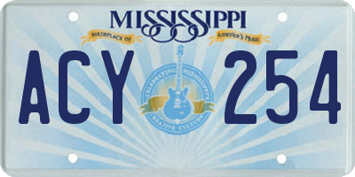 MS license plate ACY254