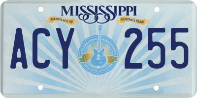 MS license plate ACY255