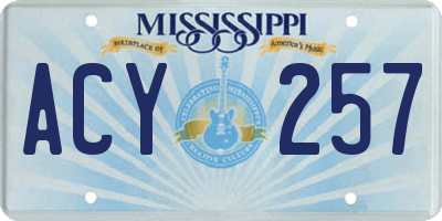 MS license plate ACY257