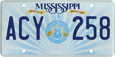 MS license plate ACY258