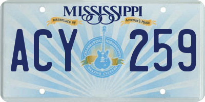 MS license plate ACY259