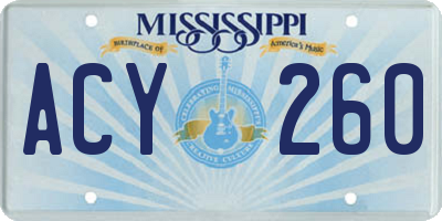 MS license plate ACY260