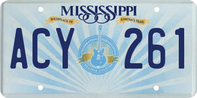 MS license plate ACY261
