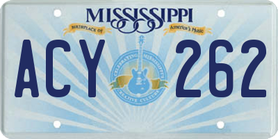 MS license plate ACY262