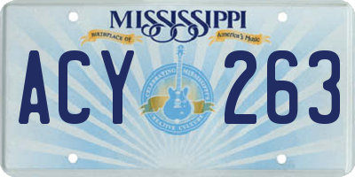MS license plate ACY263