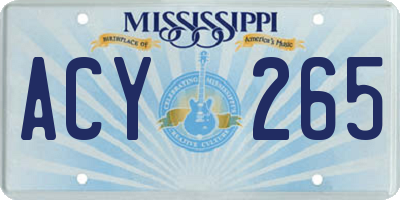 MS license plate ACY265