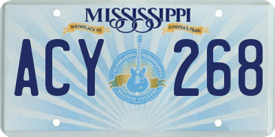 MS license plate ACY268