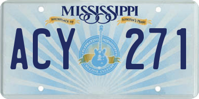 MS license plate ACY271
