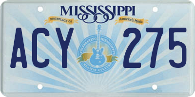 MS license plate ACY275