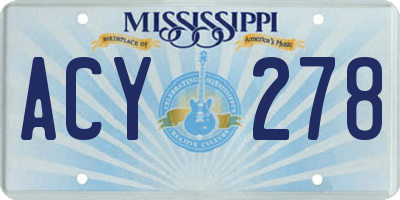 MS license plate ACY278