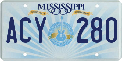 MS license plate ACY280