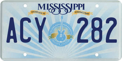 MS license plate ACY282