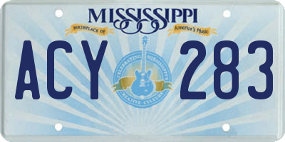 MS license plate ACY283