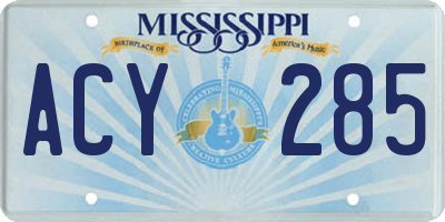 MS license plate ACY285