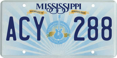 MS license plate ACY288