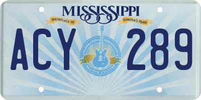 MS license plate ACY289
