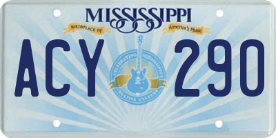 MS license plate ACY290